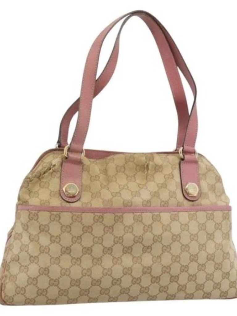 Gucci Gg Canvas Tote Bag Beige Gold 163288 Auth 189663
